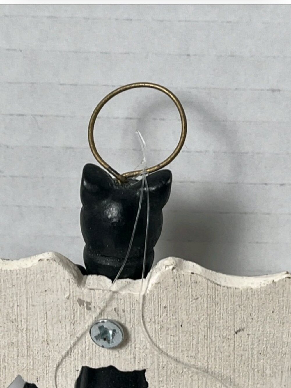Primitive Black Cat Angel Ornament Jointed Wood Folk Art Christmas Decor - Picture 9 of 10